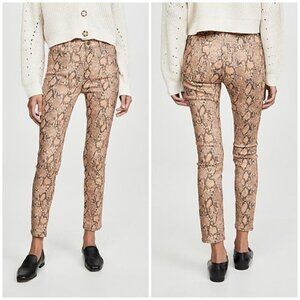 New Frame Le High Skinny Crop Coated Snake Print High Rise Jeans Sz 24